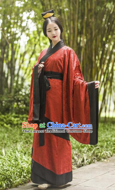 Chinese Traditional Han Dynasty Court Lady Historical Costume Ancient Princess Wedding Embroidered Hanfu Dress for Women