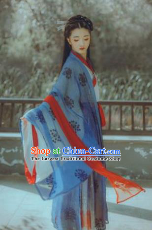 Chinese Traditional Jin Dynasty Palace Lady Historical Costume Ancient Princess Hanfu Dress for Women
