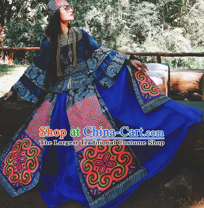 Chinese National Miao Nationality Bandhnu Clothing Traditional Ethnic Costume for Women