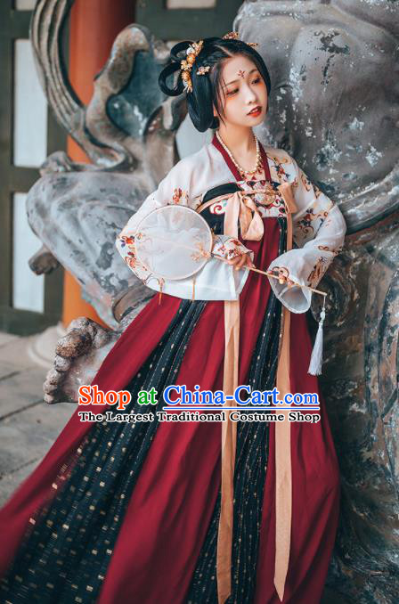 Chinese Traditional Ancient Imperial Concubine Embroidered Hanfu Dress Tang Dynasty Court Princess Historical Costume for Women