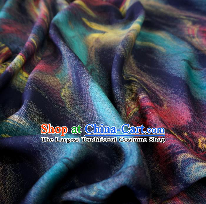 Asian Chinese Traditional Pattern Blue Watered Gauze Cheongsam Silk Fabric Chinese Fabric Material