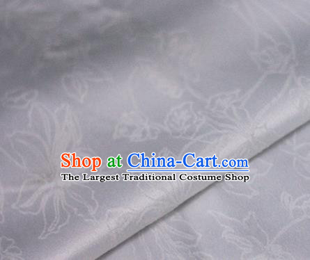 Asian Chinese Traditional Classical Jacquard Pattern White Brocade Cheongsam Silk Fabric Chinese Satin Fabric Material