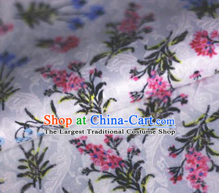 Asian Chinese Classical Orchid Pattern White Brocade Cheongsam Silk Fabric Chinese Traditional Satin Fabric Material