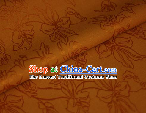 Asian Chinese Traditional Classical Jacquard Pattern Orange Brocade Cheongsam Silk Fabric Chinese Satin Fabric Material