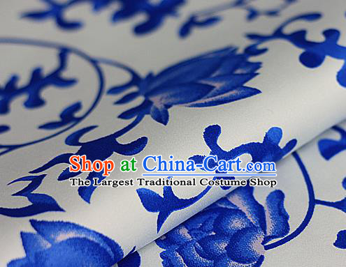 Chinese Classical Lotus Pattern Brocade Cheongsam Silk Fabric Chinese Traditional Satin Fabric Material