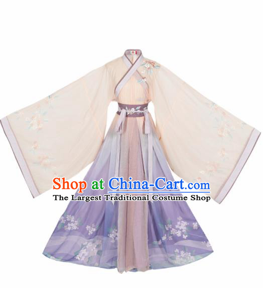 Chinese Traditional Ancient Imperial Concubine Embroidered Hanfu Dress Jin Dynasty Court Lady Historical Costume for Women