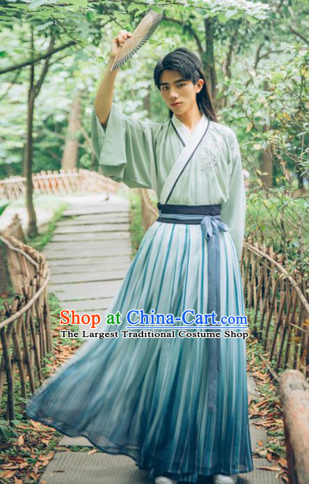 Chinese Ancient Nobility Childe Hanfu Clothing Traditional Han Dynasty Scholar Historical Costume for Men