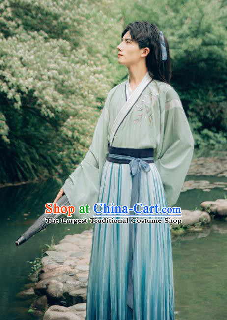 Chinese Ancient Nobility Childe Hanfu Clothing Traditional Han Dynasty Scholar Historical Costume for Men