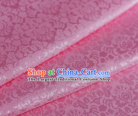 Chinese Classical Grass Pattern Design Pink Brocade Cheongsam Silk Fabric Chinese Traditional Satin Fabric Material