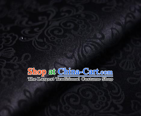 Chinese Classical Scroll Pattern Black Brocade Cheongsam Silk Fabric Chinese Traditional Satin Fabric Material
