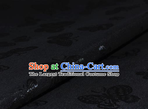 Chinese Classical Butterfly Pattern Black Brocade Cheongsam Silk Fabric Chinese Traditional Satin Fabric Material