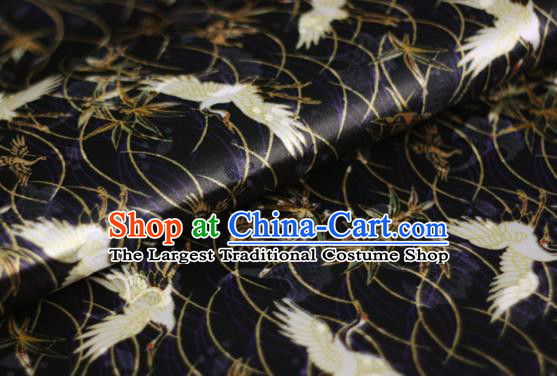 Chinese Classical Cranes Pattern Design Black Brocade Cheongsam Silk Fabric Chinese Traditional Satin Fabric Material