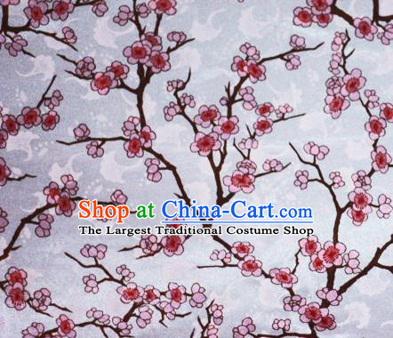 Chinese Classical Plum Blossom Pattern Design White Brocade Cheongsam Silk Fabric Chinese Traditional Satin Fabric Material