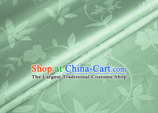 Chinese Light Green Brocade Classical Flowers Pattern Design Satin Cheongsam Silk Fabric Chinese Traditional Satin Fabric Material