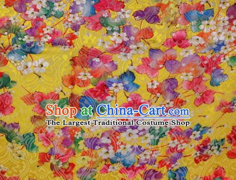 Chinese Classical Pattern Design Yellow Brocade Satin Cheongsam Silk Fabric Chinese Traditional Satin Fabric Material