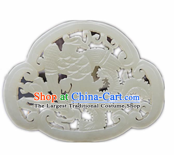 Handmade Chinese Jade Carving Cloud Phoenix Pendant Traditional Jade Craft Jewelry Accessories