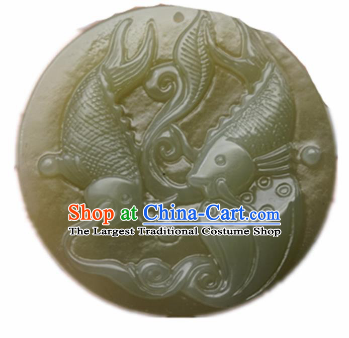 Handmade Chinese Jade Carps Pendant Traditional Jade Craft Jewelry Accessories