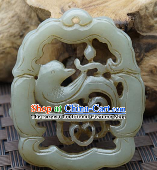 Handmade Chinese Carving Magpie Jade Pendant Traditional Jade Craft Jewelry Accessories