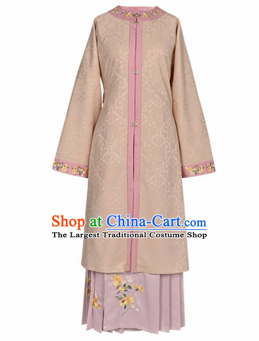 Asian Chinese Ancient Nobility Lady Embroidered Hanfu Dress Traditional Ming Dynasty Historical Costume for Women