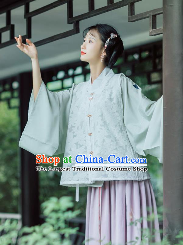 Asian Chinese Ancient Nobility Feminist Embroidered Hanfu Dress Traditional Ming Dynasty Young Lady Historical Costume for Women