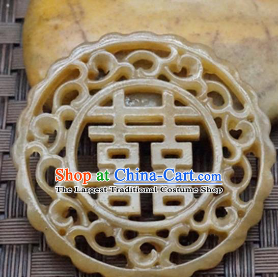 Chinese Handmade Jewelry Accessories Carving Yellow Jade Pendant Ancient Traditional Jade Craft Decoration
