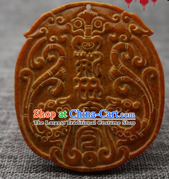 Chinese Handmade Jewelry Accessories Carving Dragons Jade Pendant Ancient Traditional Jade Craft Decoration