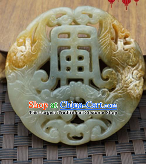 Chinese Handmade Jewelry Accessories Carving Tigers Jade Pendant Ancient Traditional Jade Craft Decoration