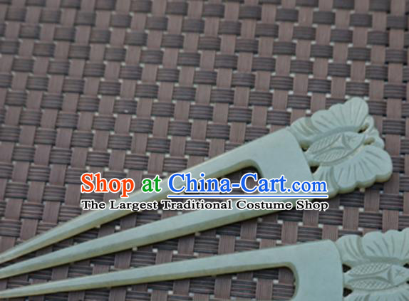 Chinese Handmade Jade Carving Butterfly Hair Clip Ancient Jade Hairpins Hair Accessories for Women for Men