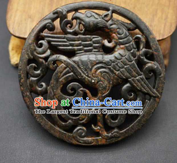 Chinese Handmade Jade Carving Phoenix Pendant Jewelry Accessories Ancient Traditional Jade Craft Decoration
