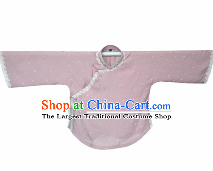 Traditional Chinese Tang Suit Light Pink Blouse Upper Outer Garment National Costume for Women
