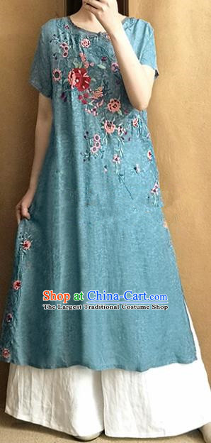 Traditional Chinese Embroidered Peacock Green Qipao Dress Tang Suit National Costume for Women