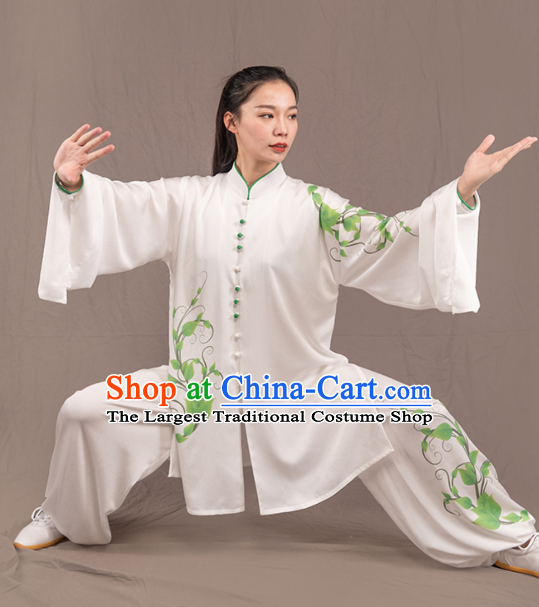 White Top Chinese Traditional Competition Championship Professional Tai Chi Uniforms Taiji Kung Fu Wing Chun Kungfu Tai Ji Sword Gong Fu Master Clothing Suits Clothes Complete Set for Women