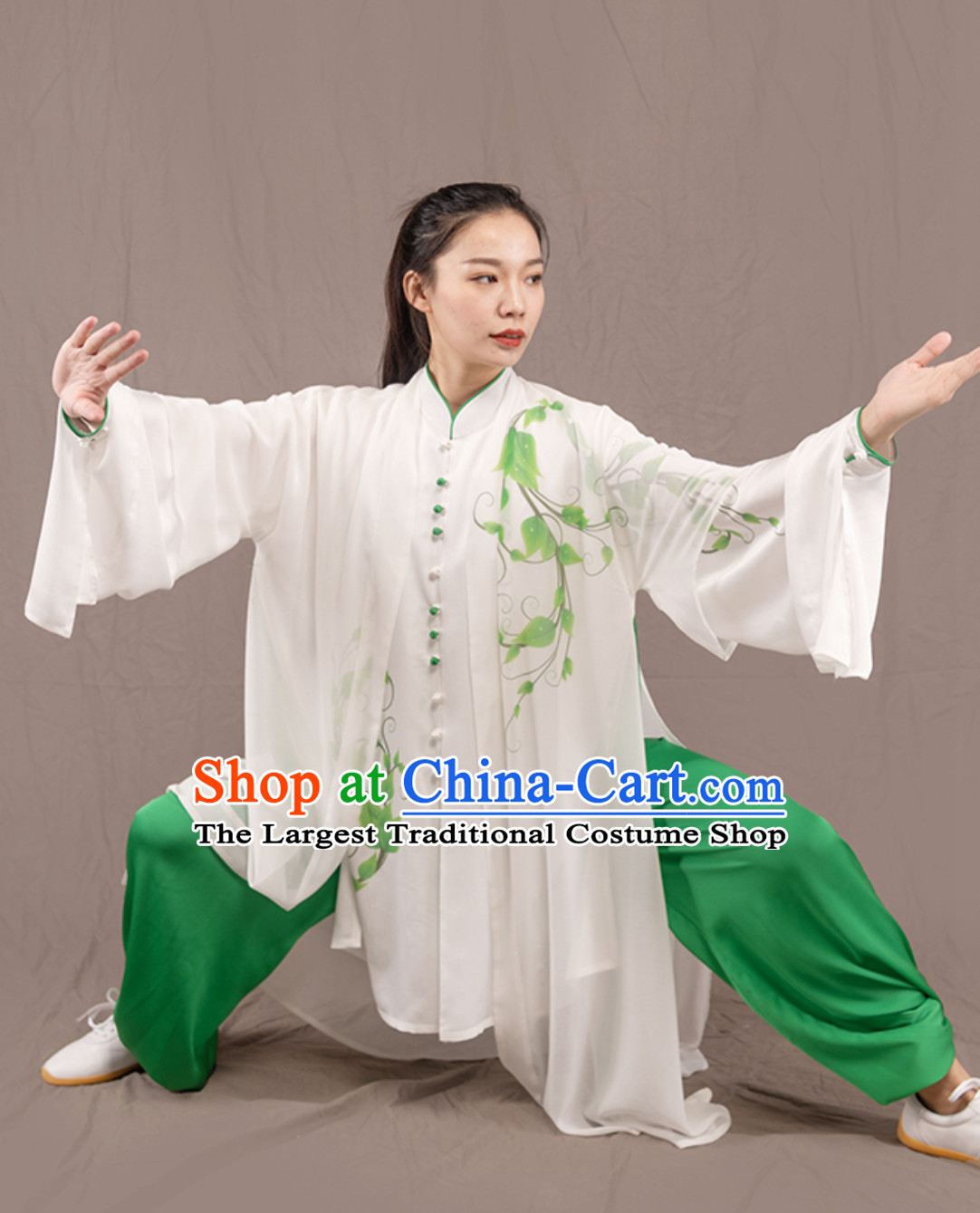 White Top Chinese Traditional Competition Championship Professional Tai Chi Uniforms Taiji Kung Fu Wing Chun Kungfu Tai Ji Sword Gong Fu Master Clothing Suits Clothes Complete Set for Women