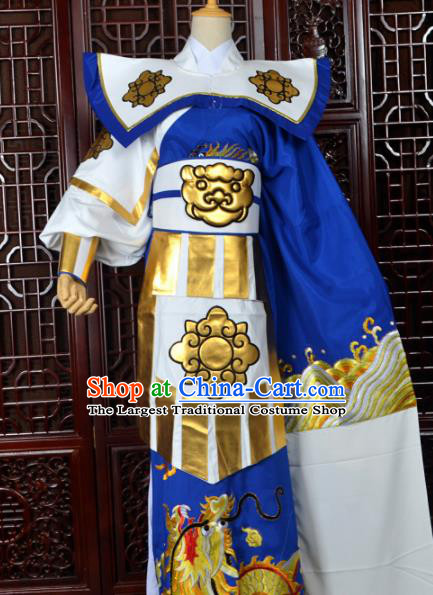 Handmade Chinese Beijing Opera General Costume Peking Opera Military Officer Royalblue Clothing for Men