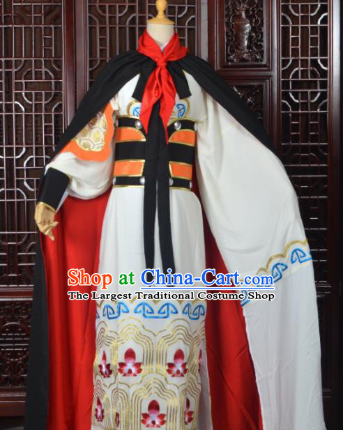 Handmade Chinese Beijing Opera General Costume Peking Opera Military Officer White Clothing for Men