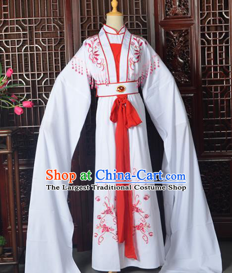 Handmade Chinese Beijing Opera Diva Costume Peking Opera Actress White Dress for Women