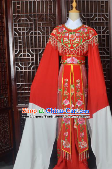 Handmade Chinese Beijing Opera Actress Costume Peking Opera Princess Embroidered Red Dress for Women