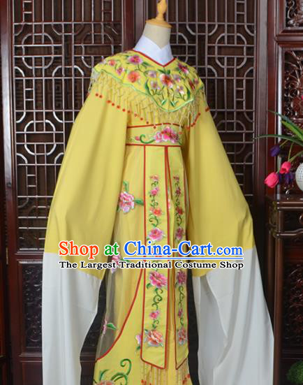 Handmade Chinese Beijing Opera Actress Costume Peking Opera Princess Embroidered Yellow Dress for Women