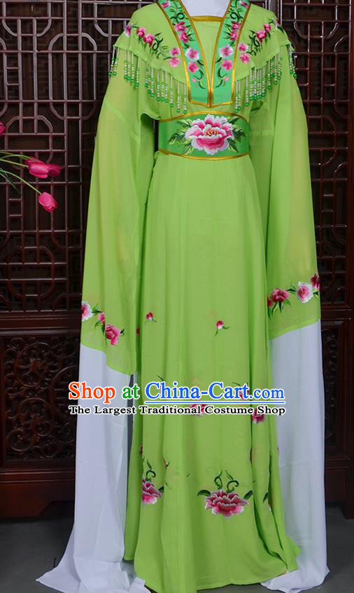 Handmade Chinese Beijing Opera Actress Embroidered Green Dress Peking Opera Princess Costume for Women