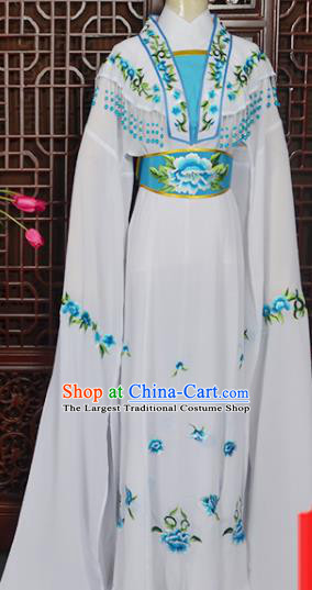 Handmade Chinese Beijing Opera Actress Embroidered White Dress Peking Opera Princess Costume for Women
