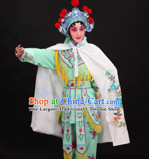 Handmade Chinese Beijing Opera Embroidered Peony White Cloak Traditional Peking Opera Diva Costume for Women