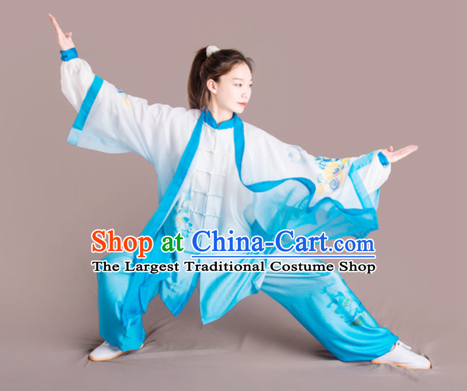 Lotus Good Meaning Top Chinese Classical Competition Championship Professional Tai Chi Uniforms Clothing and Mantle Complete Set for Women