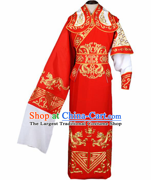Handmade Chinese Beijing Opera General Red Costume Traditional Peking Opera Embroidered Robe for Men