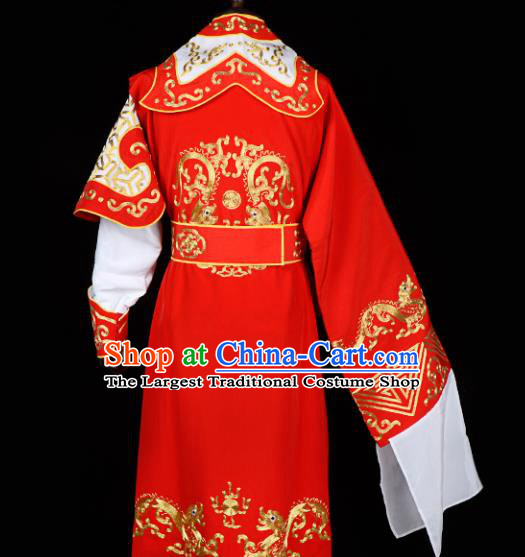 Handmade Chinese Beijing Opera General Red Costume Traditional Peking Opera Embroidered Robe for Men