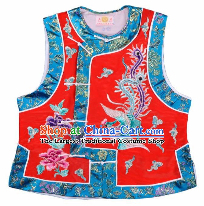 Handmade Chinese Beijing Opera Embroidered Red Vest Traditional Peking Opera Diva Costume for Women