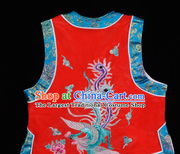 Handmade Chinese Beijing Opera Embroidered Red Vest Traditional Peking Opera Diva Costume for Women