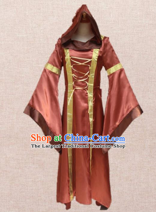 Europe Traditional Renaissance Costume European Dowager Brown Dress for Women