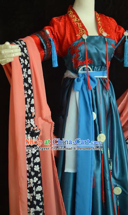 Traditional Chinese Cosplay Swordswoman Red Hanfu Dress Ancient Court Lady Costume for Women