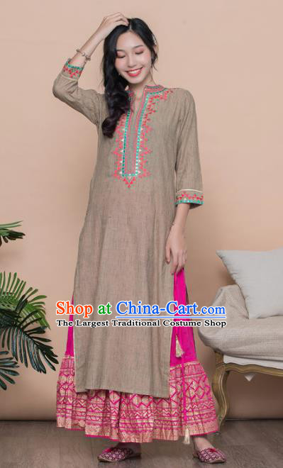 Asian India Traditional Costumes South Asian Indian National Blouse and Dress for Women