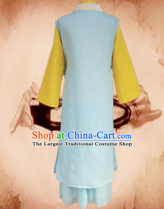 Traditional Chinese Ming Dynasty Young Lady Blue Hanfu Dress Ancient Maidservants Costume for Women